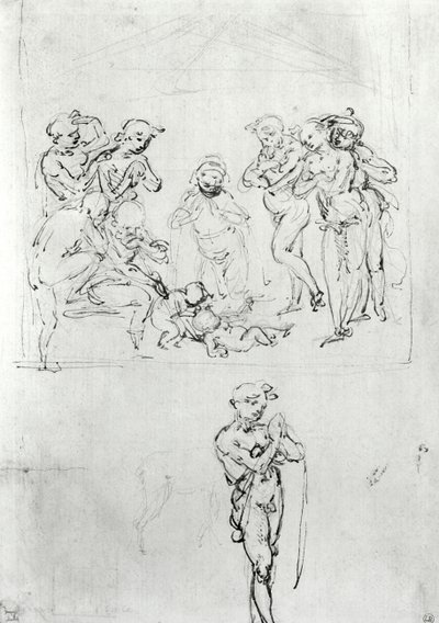 Figural Studies for the Adoration of the Magi, c.1481 by Leonardo da Vinci