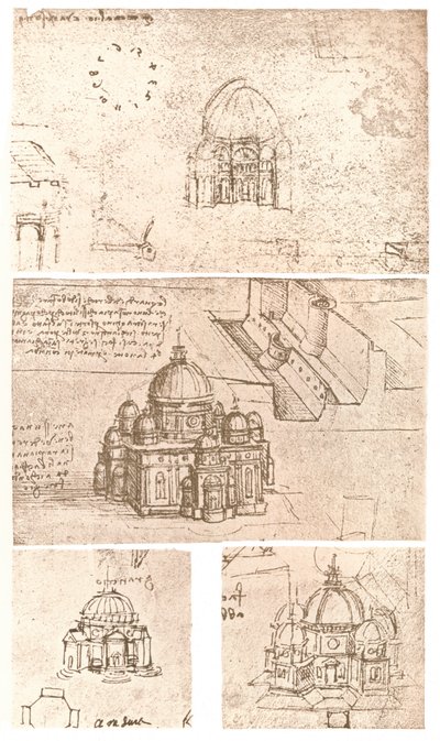 Four Drawings of Ecclesiastical Architecture by Leonardo da Vinci
