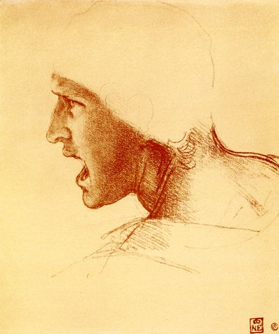 Head of Screaming and Attacking Warrior by Leonardo da Vinci
