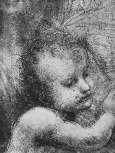 Head of the Infant Jesus - Virgin and Child with St. Anne and Infant St. John by Leonardo da Vinci