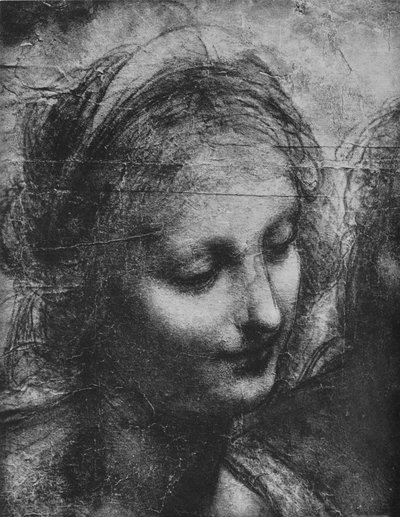 Head of the Virgin - Virgin and Child with St. Anne and Infant St. John by Leonardo da Vinci