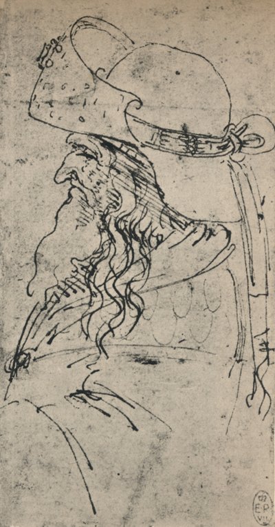 Profile to the Left of an Old Man in a Large Hat, c1480 by Leonardo da Vinci