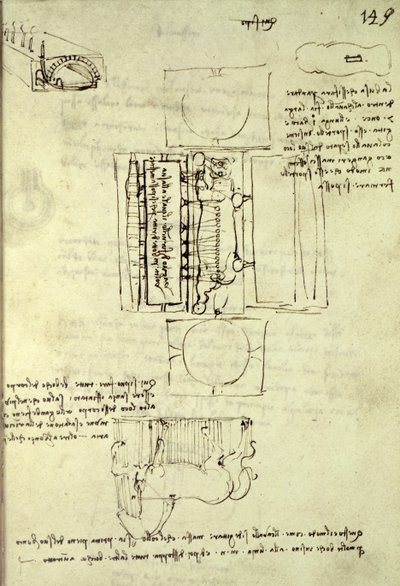 Sketch of the Casting Pit for the Sforza Horse seen from above and the side, fol. 149r from the Codex Madrid I, c.1493 by Leonardo da Vinci