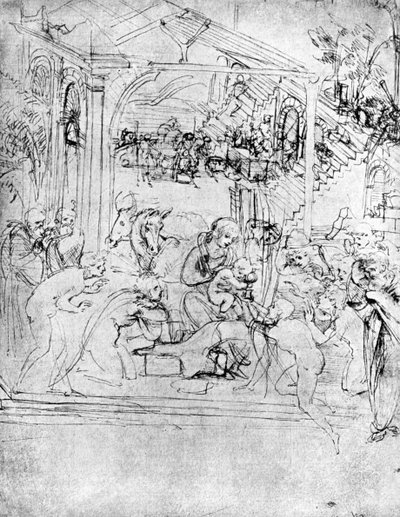 Study for The Adoration of the Magi by Leonardo da Vinci