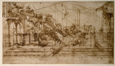 Study for the Adoration of the Magi by Leonardo da Vinci