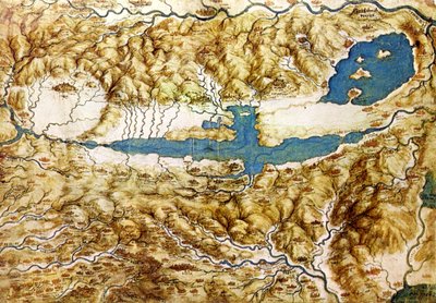 Topographic View of the Countryside Around the Plain of Arezzo and the Val di Chiana by Leonardo da Vinci