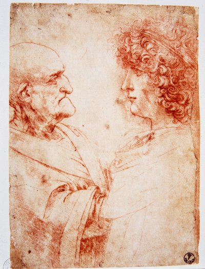 Two Man Profiles, an Old Man and a Young Man. The Young Man Represents Gian Giacomo Caprotti, Known as Andrea Salai or Salaij (circa 1480-1524), Leonardo
