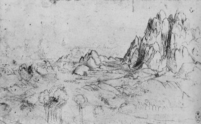 View of a Mountain Range by Leonardo da Vinci