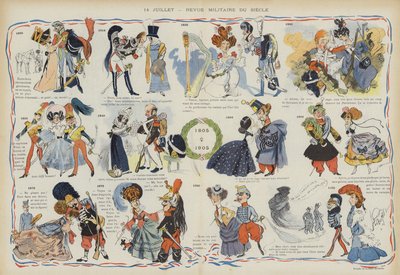 14 July - Military Review of the Past Century (Illustration for Le Rire) by Leonce Burret