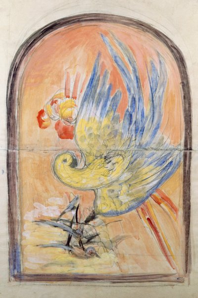 Preparatory Drawing for Back of Art Deco Style Chair by Leonetto Cappiello