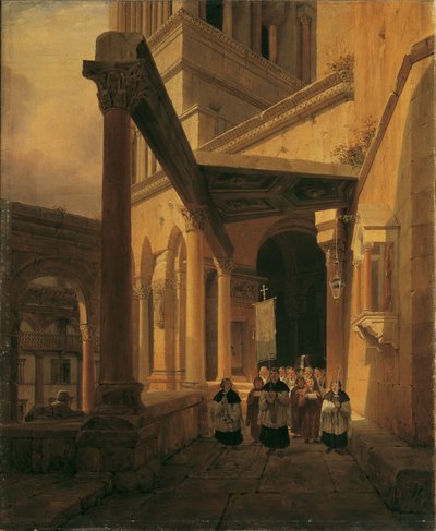 View of a Colonnade in the Temple of Diana at Split by Leopold Ernst