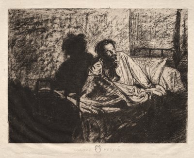 Portrait of Meryon Sitting Up in Bed by Leopold Fleming