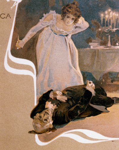 Postcard depicting scenes from Tosca, opera by Giacomo Puccini by Leopoldo Metlicovitz