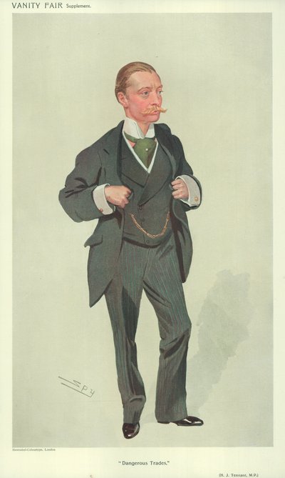 Harold J Tennant, MP, Dangerous Trades, 23 December 1909, Vanity Fair Cartoon by Leslie Matthew Ward