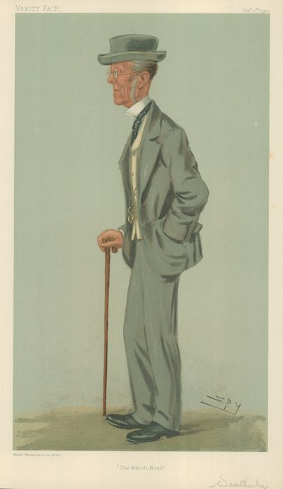 Mr Edward Weatherby, The match-book, 17 October 1901, Vanity Fair cartoon by Leslie Matthew Ward