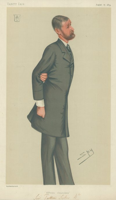 Sir Tatton Sykes, Fifteen churches, 23 August 1879, Vanity Fair cartoon by Leslie Matthew Ward