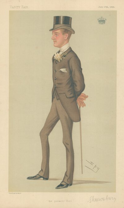 The Earl of Shrewsbury and Talbot, The Premier Earl, Vanity Fair Cartoon by Leslie Matthew Ward