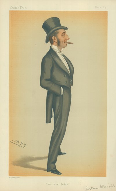 The Hon Mr Justice Straight, The New Judge, 10 May 1879, Vanity Fair Cartoon by Leslie Matthew Ward