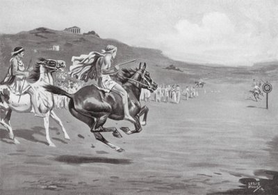 Greek Horsemen throwing the Javelin by Leslie Mosley