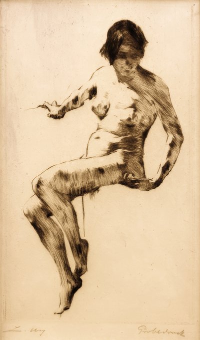 Seated Female Nude by Lesser Ury
