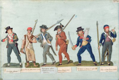 Sans Culotte Lighting His Pipe, Young Butcher, Bourgeois Going to Guard, Huntsman, Citizen Defending His Liberty, Sans Culotte Keeping Guard by Lesueur Brothers