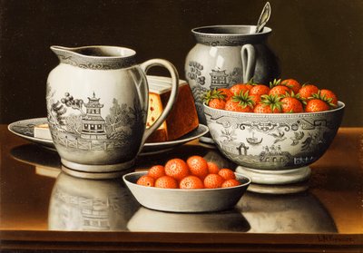 Still Life with Porcelain and Strawberries by Levi Wells Prentice