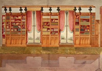 Elevation of the South Side Library, Snelston Hall, Derbyshire by Lewis Nockalls Cottingham