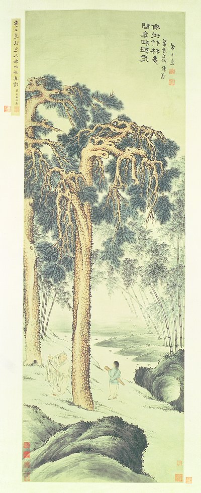 A Lofty Gentleman under a Pine Tree in a Bamboo Grove by Li Shida
