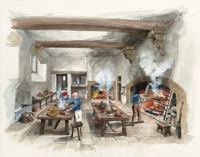 Reconstruction of the Kitchen at Hardwick Old Hall in 1601 by Liam Wales