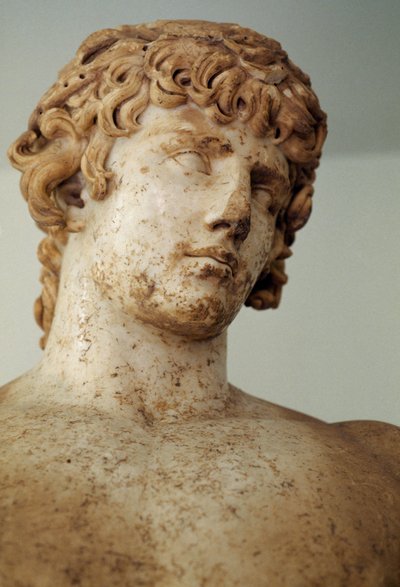 Antinous, Parian marble statue, from the temple of Apollo at Delphi, Greece, Roman civilization, 2nd century AD, detail by Unbekannt Unbekannt