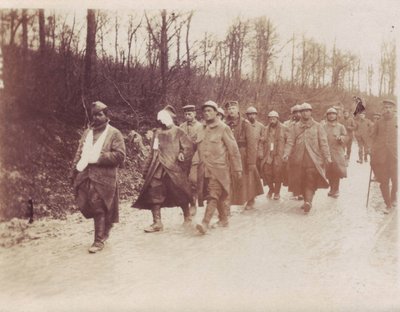 February 1917 - Verdun-Front French prisoners wounded escorted back by German soldiers by Unbekannt Unbekannt