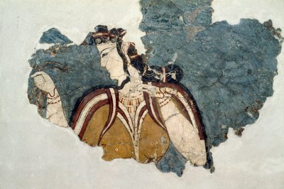 Fresco fragment depicting female figure, from Mycenae, Greece, Mycenaean civilization by Unbekannt Unbekannt