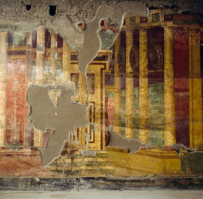 Fresco on Central Wall of Tuscan Atrium, Roman Villa Poppaea by Unbekannt Unbekannt