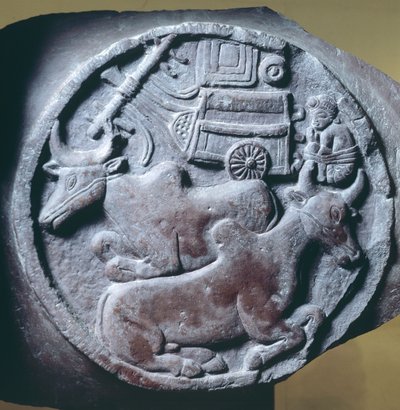 Medallion Decorated in Relief from Balustrade of Stupa of Bharhut, 2nd Century BC by Unbekannt Unbekannt