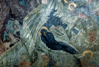 Nativity, Fresco in the Monastery of Panagia Perivleptos, Byzantine City of Mystras by Unbekannt Unbekannt