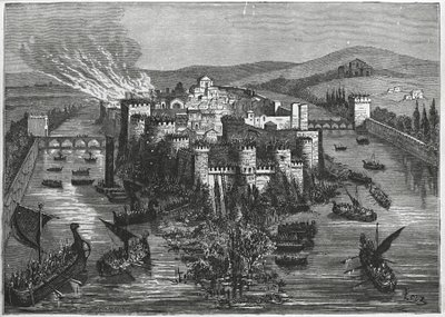 Vikings laying siege to Paris in 845 (engraving) by Unbekannt Unbekannt