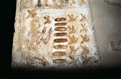 Wall painting depicting a scene of beekeeping, on pillar of the hypaethral court, from the Tomb of Pabasa, Asasif by Unbekannt Unbekannt