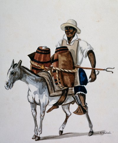 Young Mixed Race Peruvian Boy with His Mule, Print by E Vidal by Unbekannt Unbekannt