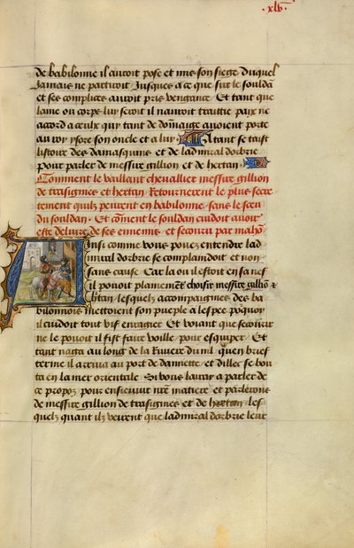 Initial A: Gillion and His Companion Hertan Secretly Returning to Cairo by Lieven van Lathem