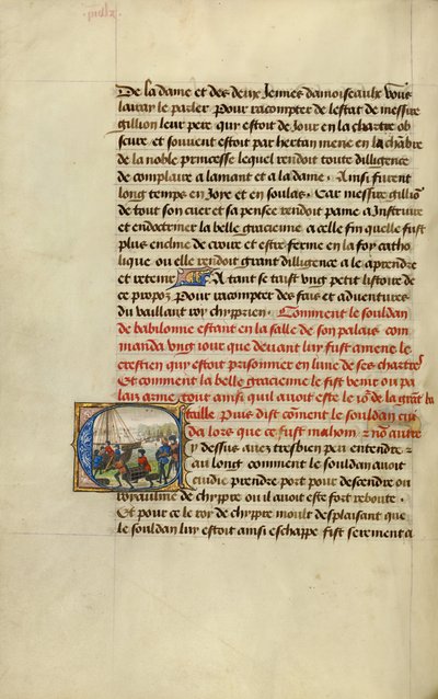 Initial C: Troops Loading Provisions onto a Ship by Lieven van Lathem