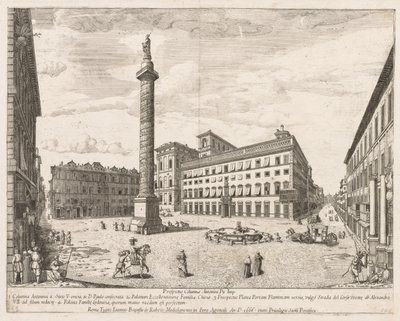 Piazza Colonna from Prospectus Locurum Urbis Romae Insignium by Lievin Cruyl