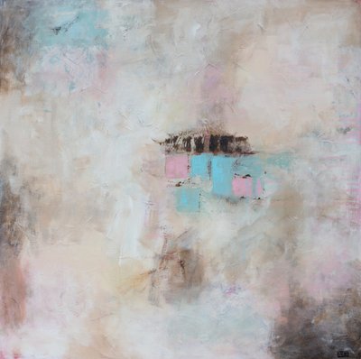 Pink Blue Abstract Forms by Lillian Christiansson