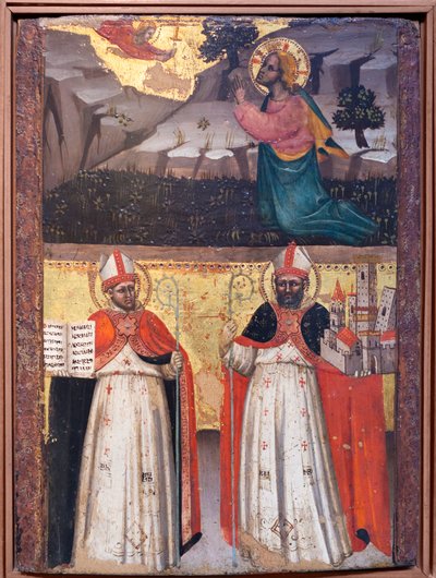Prayer in the Garden. Saints Ambrose and Petronius by Lippo di Dalmasio
