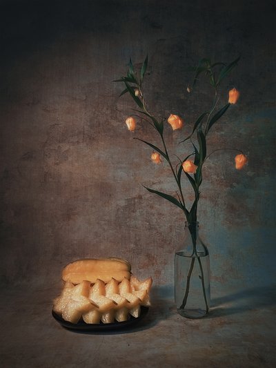 Muted Lanterns and Fruit by Liu Xing