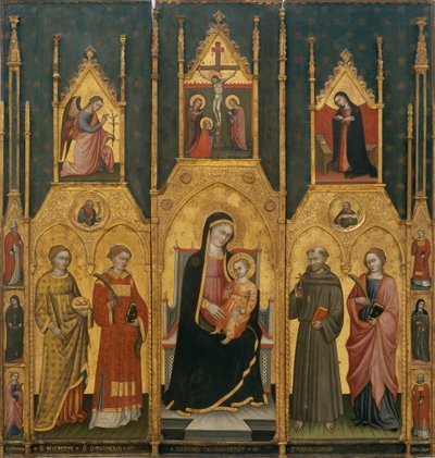 Altarpiece of the Virgin with Saints Agatha, Stephen, Francis and a Martyr Saint by Lo Spagna