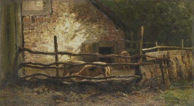 Pigs in a Sty by Lodewijk Frederik Hendrik (1850-1936) Apol