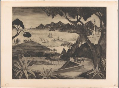 Mountain Landscape with Bay in Corsica by Lodewijk Schelfhout (signed by artist)