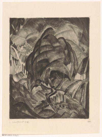 Tree in a Hilly Landscape by Lodewijk Schelfhout (signed by artist)