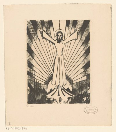 Christ with Outstretched Arms in a Hilly Landscape by Lodewijk Schelfhout (signed by artist)