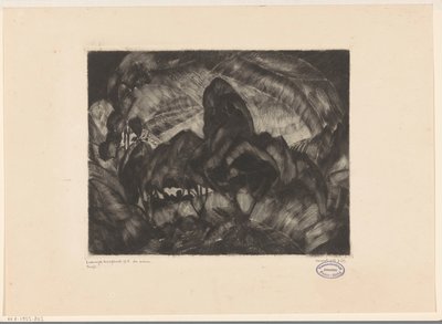 Hilly Landscape with Trees (original title: Les Arbres) by Lodewijk Schelfhout (signed by artist)